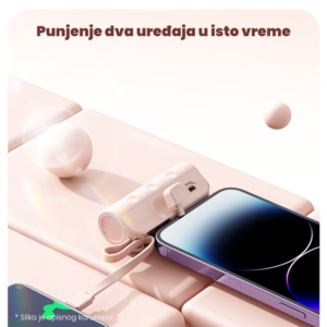 Power bank prenosiva baterija privezak 5000mAh lightning roze - Slika 3