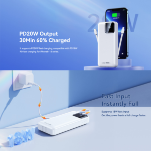 Power bank prenosiva baterija REMAX Suji Series RPP-513 20W+22.5W PD+QC 20000mAh bela - Slika 3