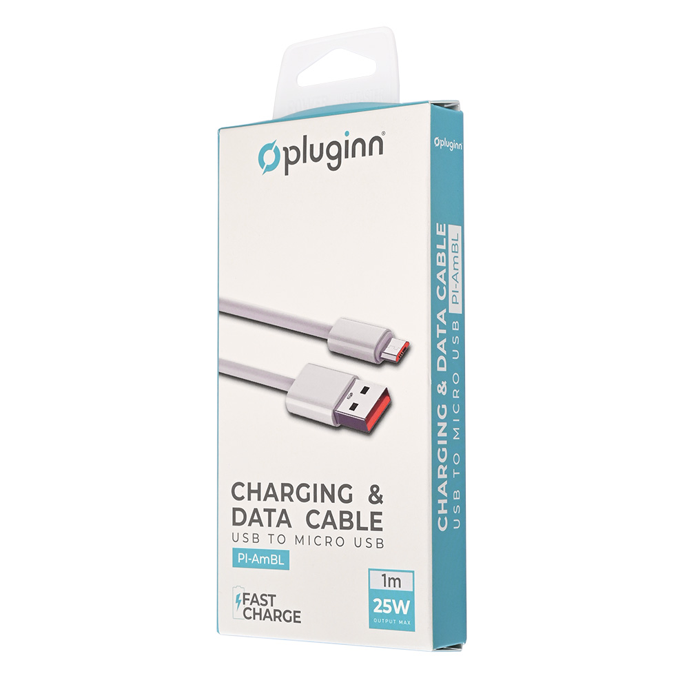 Data kabl Pluginn fast 25W USB na micro USB beli 1m - Slika 2