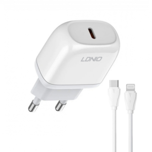 Kucni punjac LDNIO A1209C PD, 20W sa Type C na iPhone lightning kablom beli - Slika 3