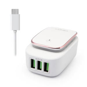 Alternative view of Kucni punjac LDNIO A3305 3xUSB 5V 3.4A sa micro USB kablom beli