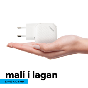 Kucni punjac Teracell Evolution TC-17GP, GaN, PPS, PD 3.0, 65W sa PD iPhone lightning kablom beli CE - Slika 3
