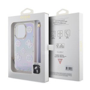 Torbica Guess Hc PC TPU Iridescent Glitter Pattern Peony Cordstrap za iPhone 15 6.1 ljubicasta (GUHCP15SHPELISU) - Slika 3