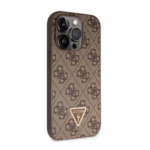 Torbica Guess Hc PU Leather 4G Triangle Strass za iPhone 15 Pro 6.1 braon (GUHCP15LP4TDPW) - Slika 3