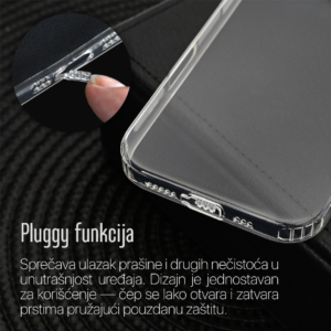 Alternative view of Torbica silikonska Ultra Thin with pluggy za iPhone 16 Plus 6.7 transparent