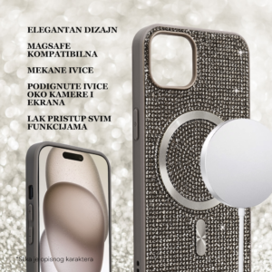 Torbica Magsafe Glam za iPhone 16 Pro Max 6.9 srebrna - Slika 3