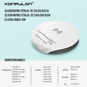 Alternative view of Wireless punjac KONFULON Q02 10W belo crni